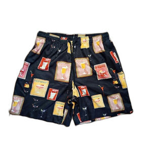 Cove Cocktail Print Swim Trunks Black XL Like New Swim Shorts